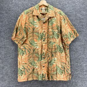 Calypso Joe Shirt Men XL Orange Floral Button Up Collared Short Sleeve Cotton